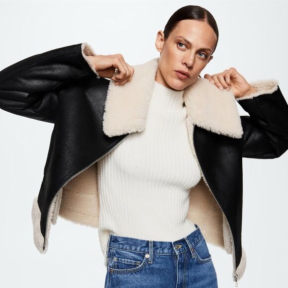 Mango SHEARLING COLLAR JACKET - Picture 5 of 9